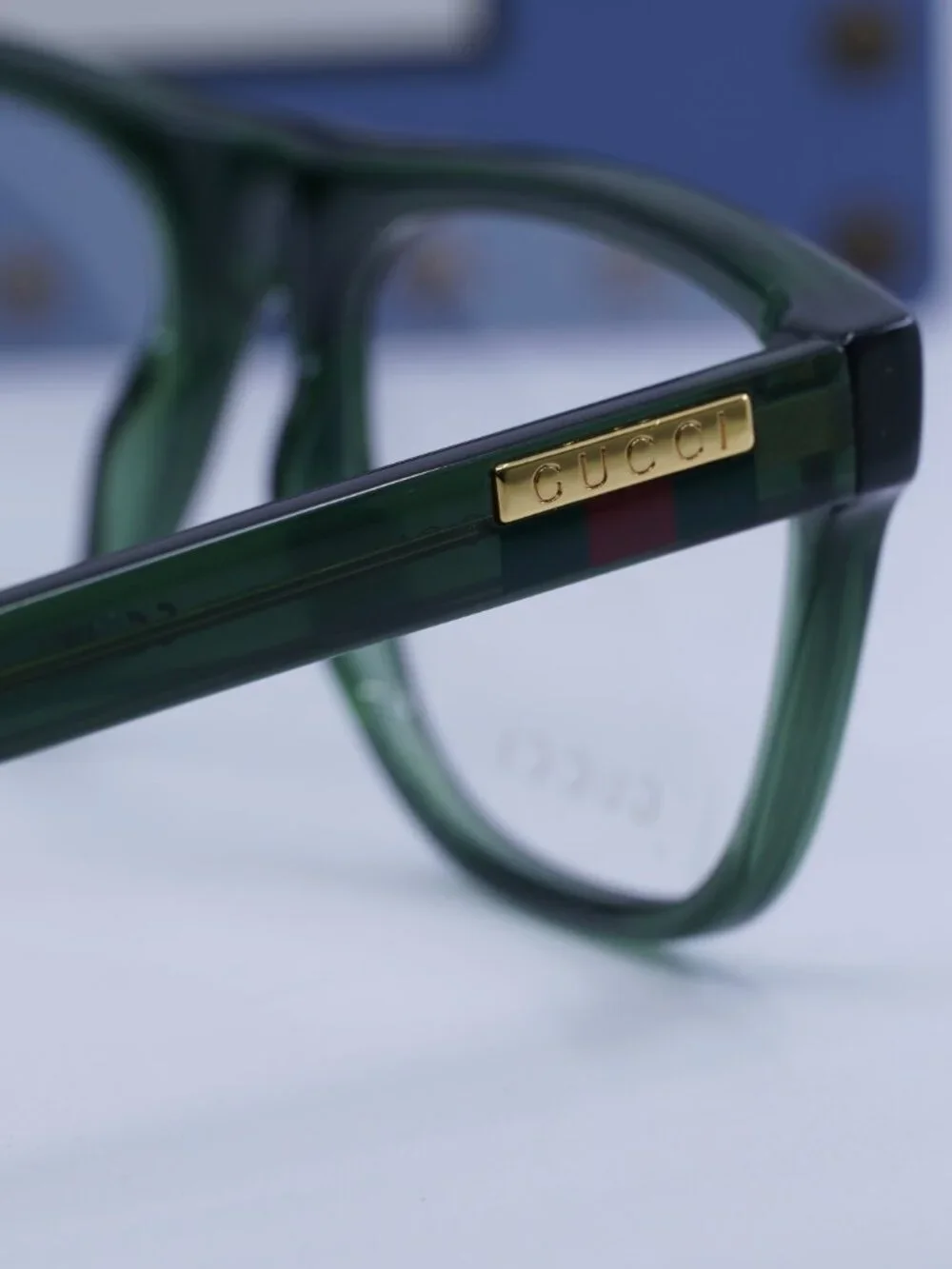 Gucci GG1117O 005 Square Eyeglasses - Transparent Green 56mm